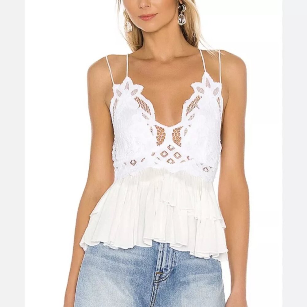 Free People Adelle Intimately White Cami Summer Sexy Top - MSRP $68